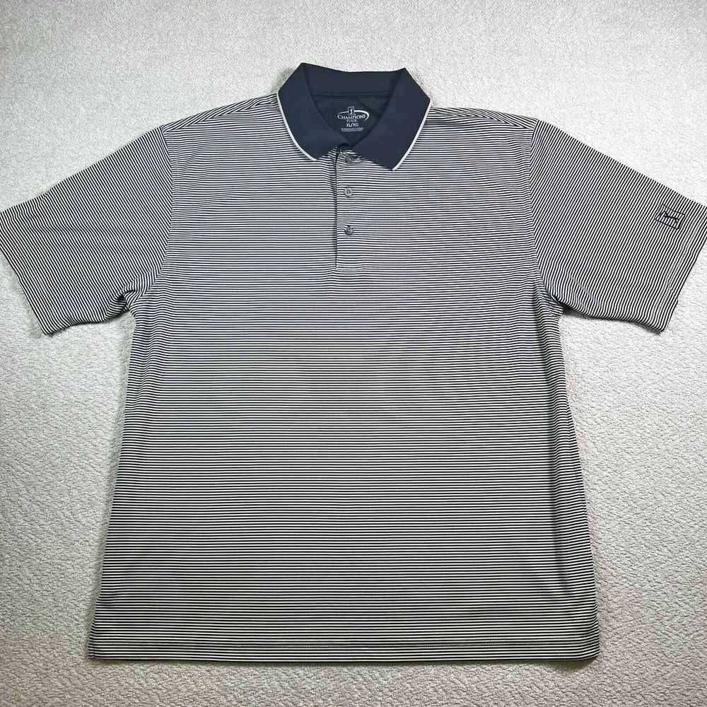 Champion‎ Tour Golf Polo Shirt Mens Size XL Black White Striped Short Sleeve